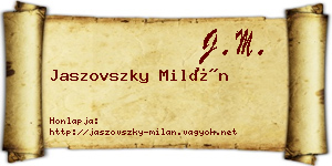 Jaszovszky Milán névjegykártya